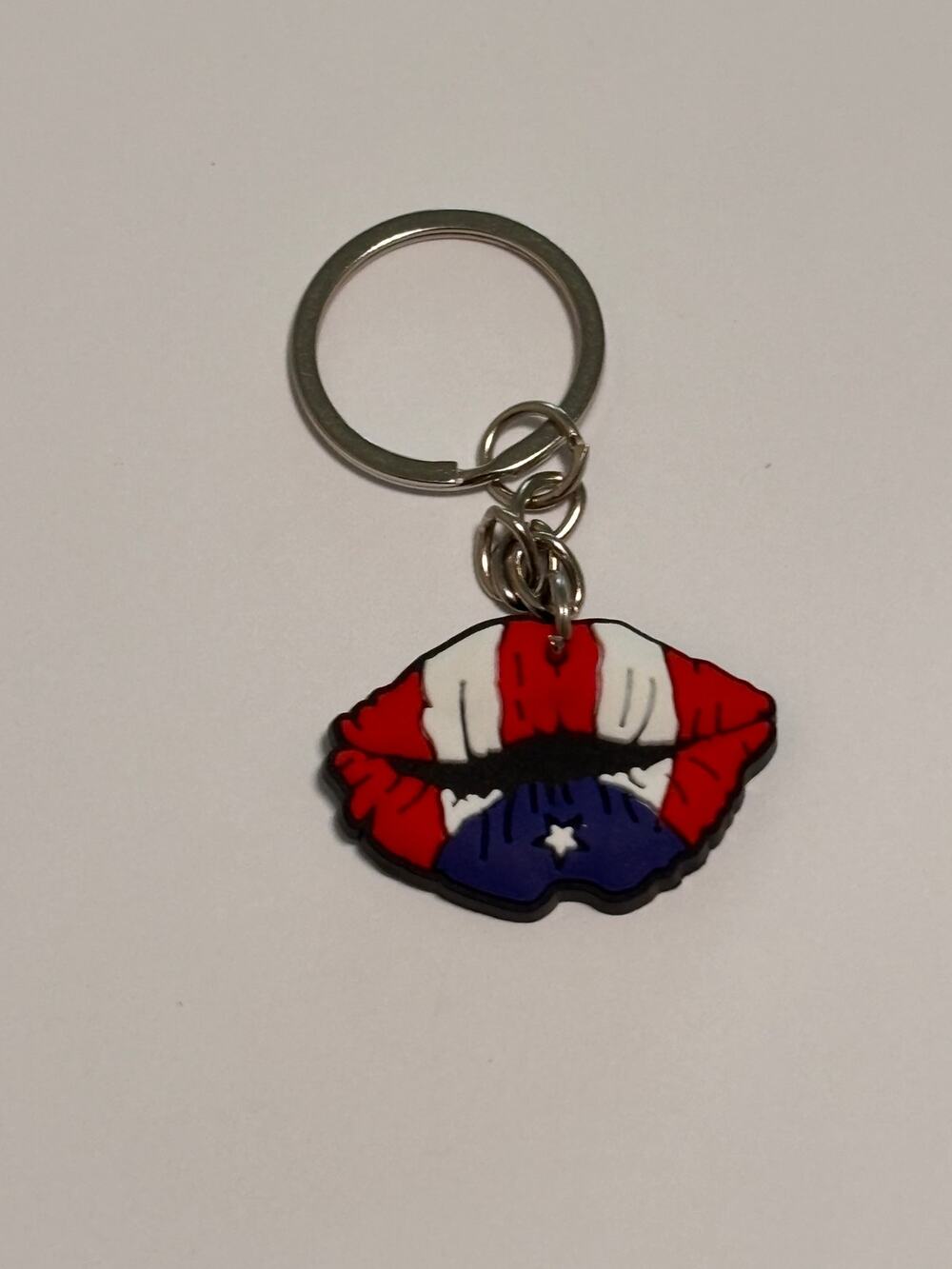 Puerto Rican Rico Flag Coqui Taino Red White Blue Keychain Key Ring